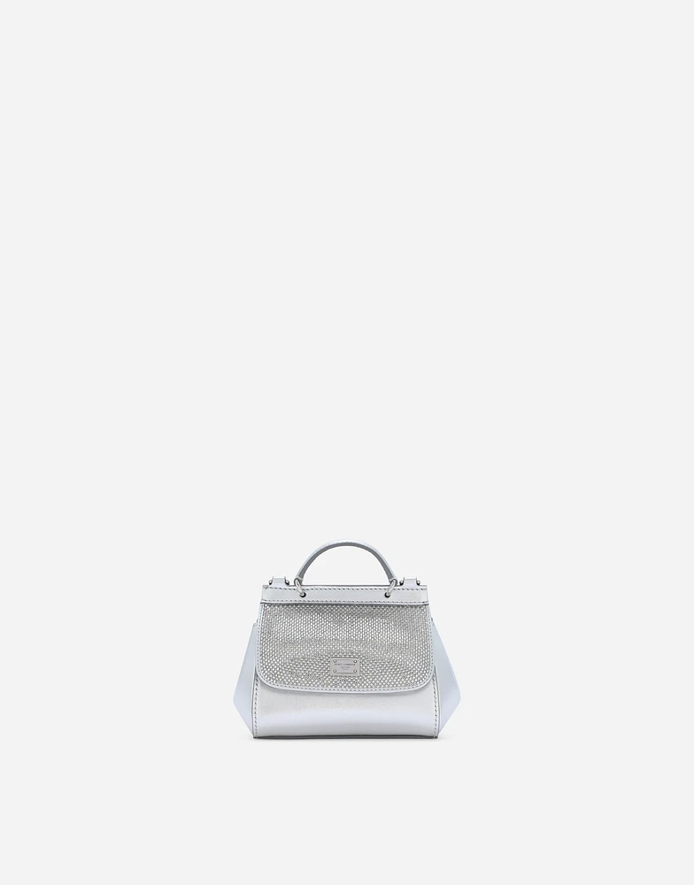 Nappa leather mini Sicily bag with fusible rhinestones