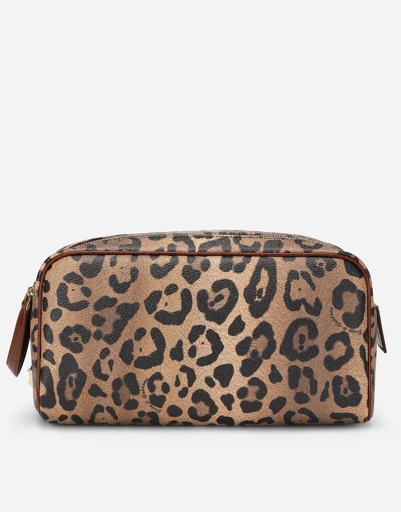 Leopard-print Crespo toiletry bag with branded plate