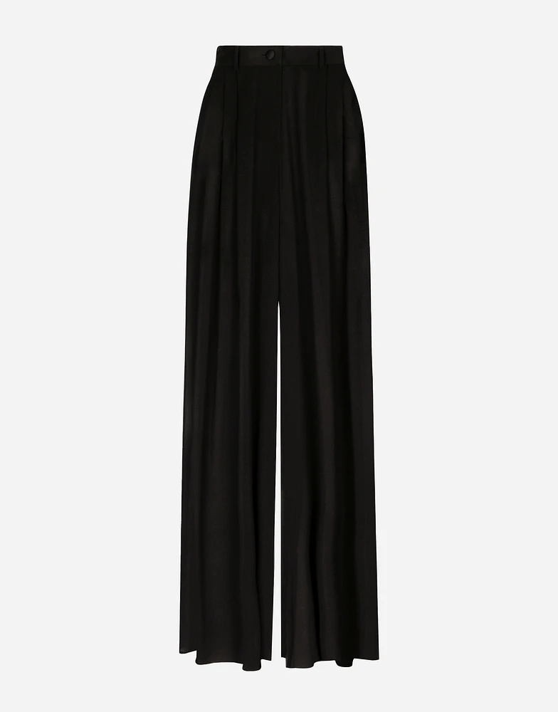 Silk chiffon wide-leg pants