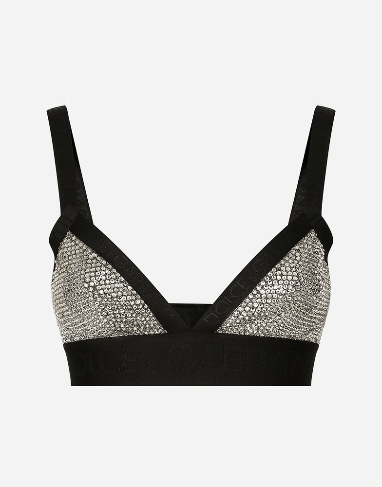 KIM DOLCE&GABBANA Triangle bra with fusible rhinestones