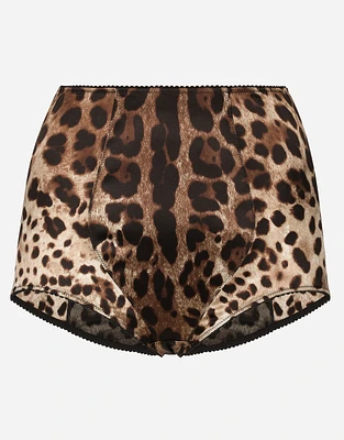 Satin culottes with leopard print