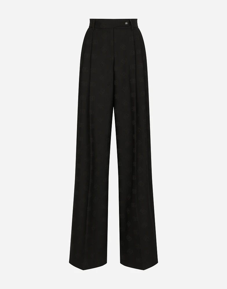 Flared wool jacquard pants with DG logo