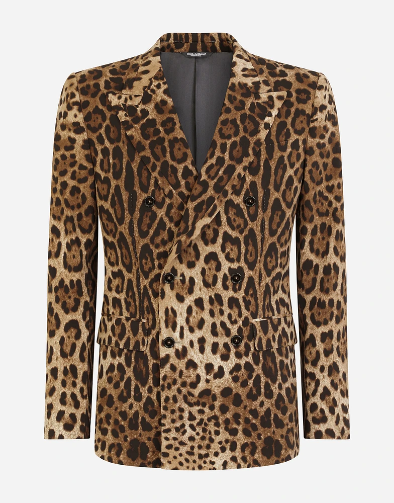Double-breasted wool Sicilia-fit suit with leopard print