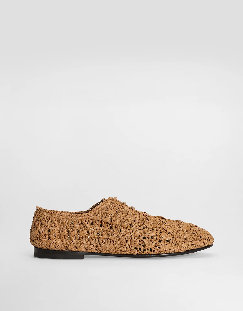 Woven raffia Derby shoes
