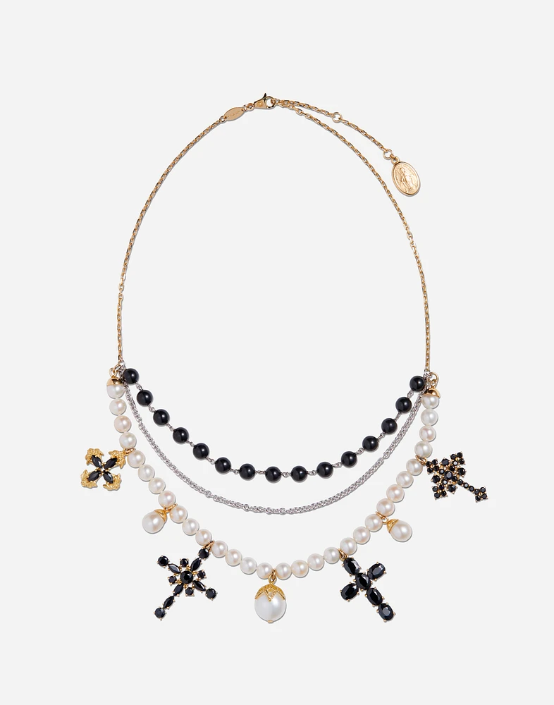Sicily Necklace 18-carat yellow and white gold and black sapphires