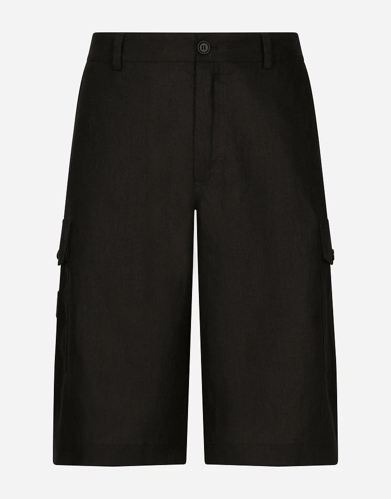 Linen cargo shorts
