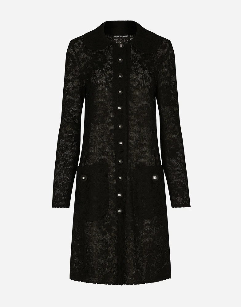 Lace-stitch coat