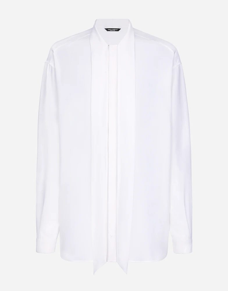Crepe de chine silk shirt with scarf detail