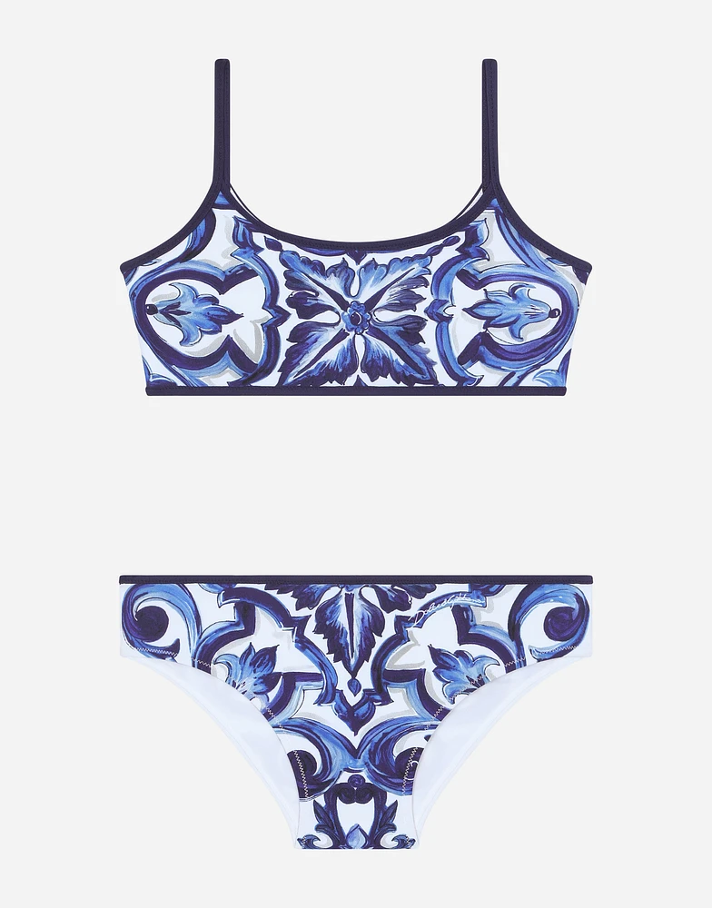 Majolica-print bikini