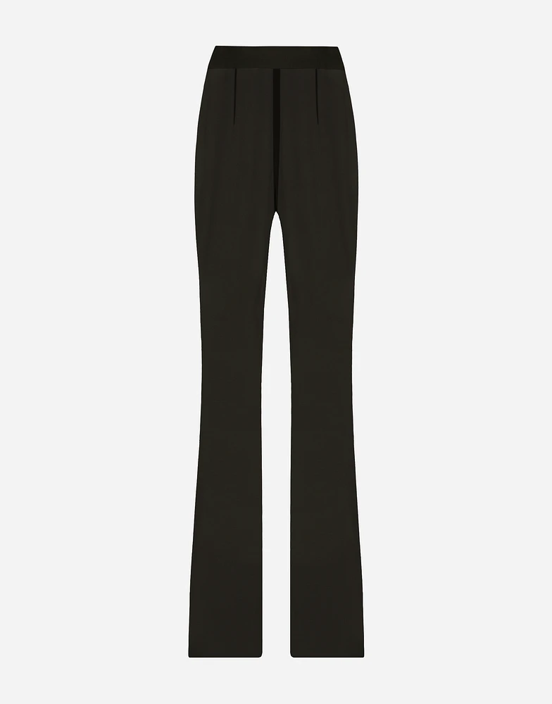 High-waisted flared chiffon pants
