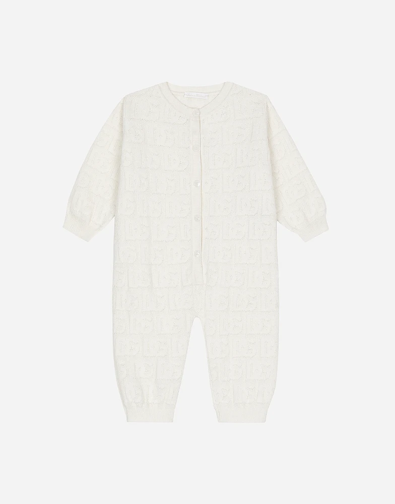 Long-sleeved jacquard knit onesie