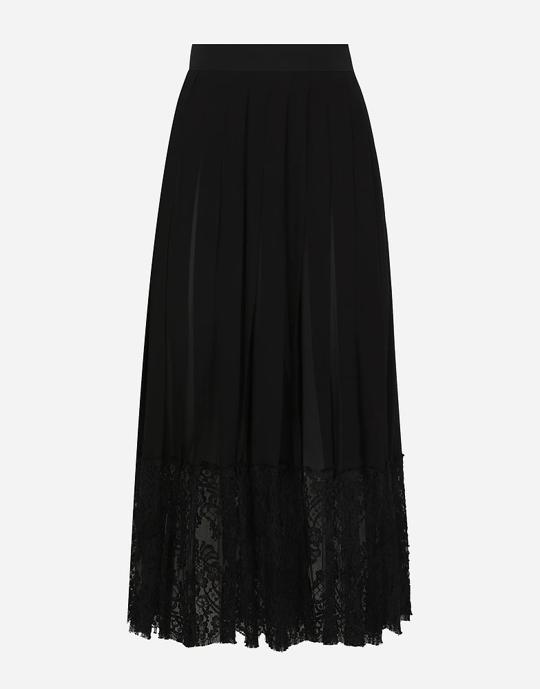 Long georgette skirt with lace edgings