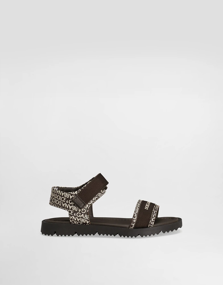 Calfskin sandals with Dolce&Gabbana logo print
