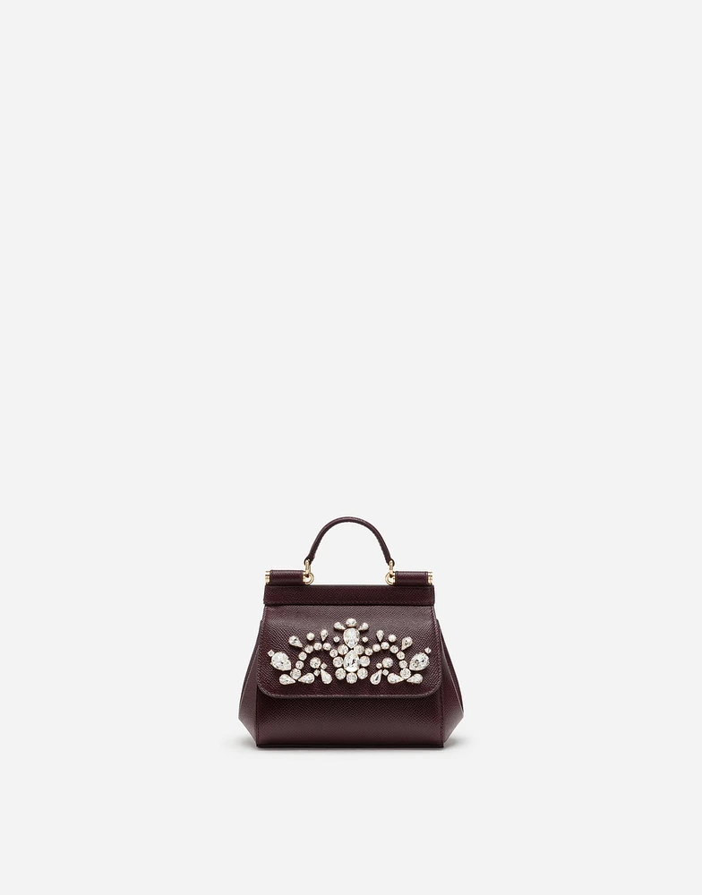 Dauphine calfskin Sicily mini bag with rhinestone embellishement