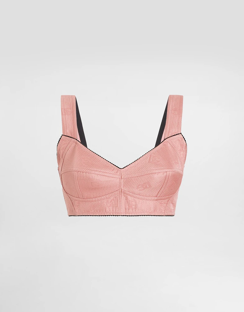 Quilted jacquard bralette top with DG logo