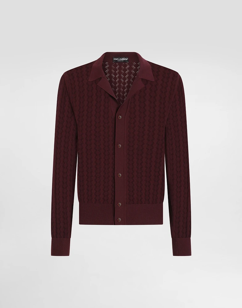 Cotton openwork-knit shirt