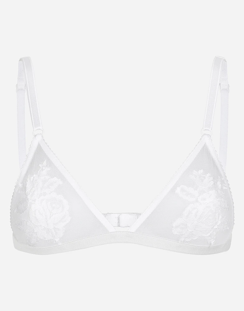 Lace and tulle soft-cup triangle bra