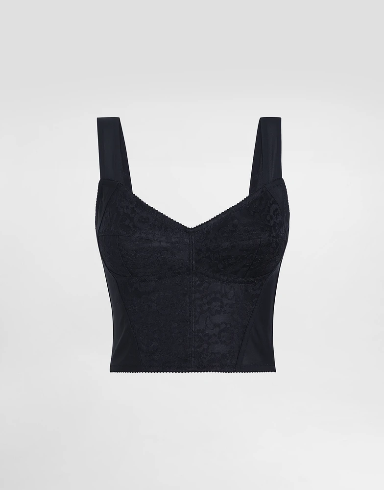 Shaper corset bustier top jacquard and lace