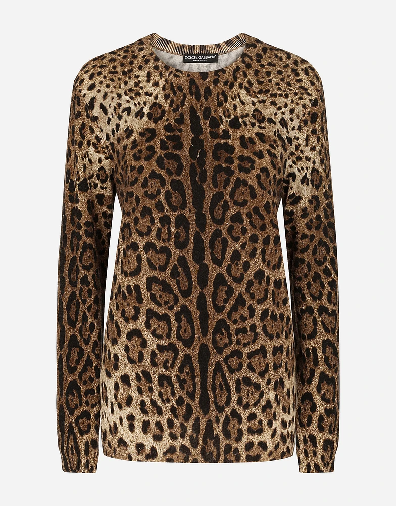 Leopard-print cashmere sweater