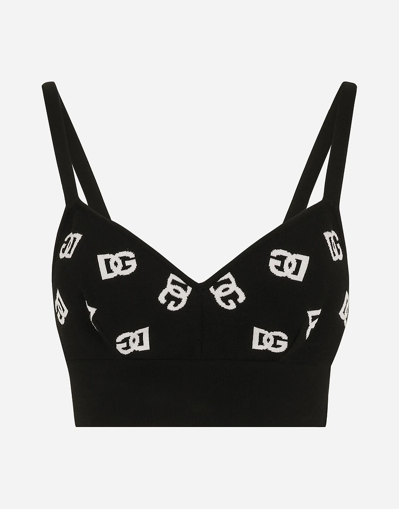 Viscose bralette top with jacquard DG logo