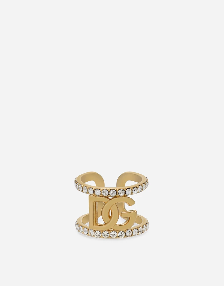 Ring with rhinestones and DG logo