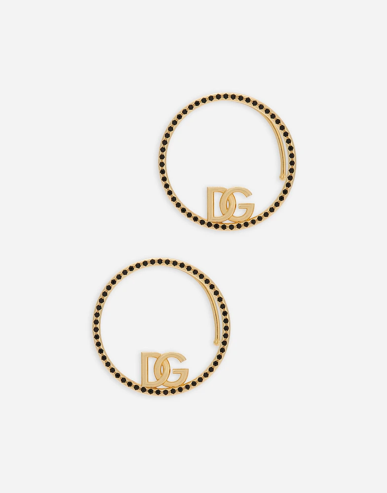 Ear cuff earrings with DG logo and rhinestones