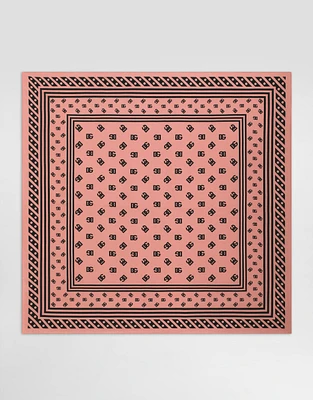 Silk twill foulard with all-over DG logo print (90x90)