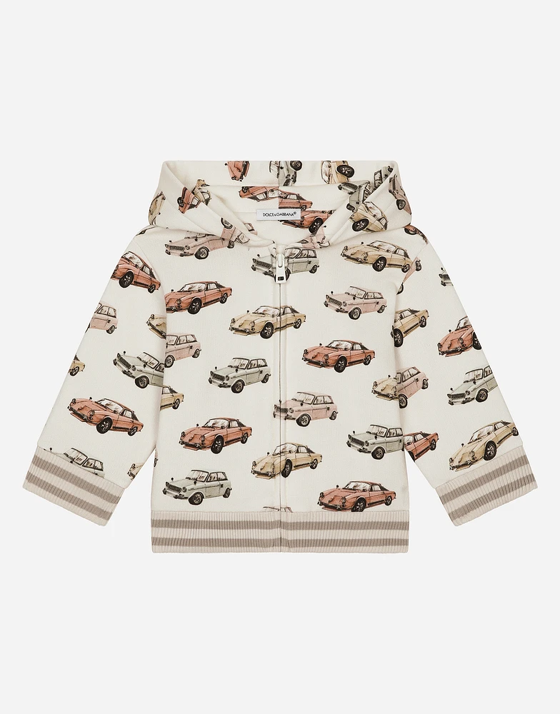 Jersey hoodie with print