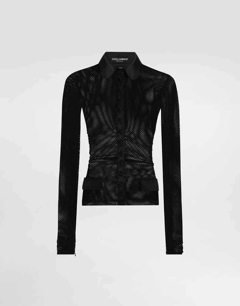 Mesh shirt jacket