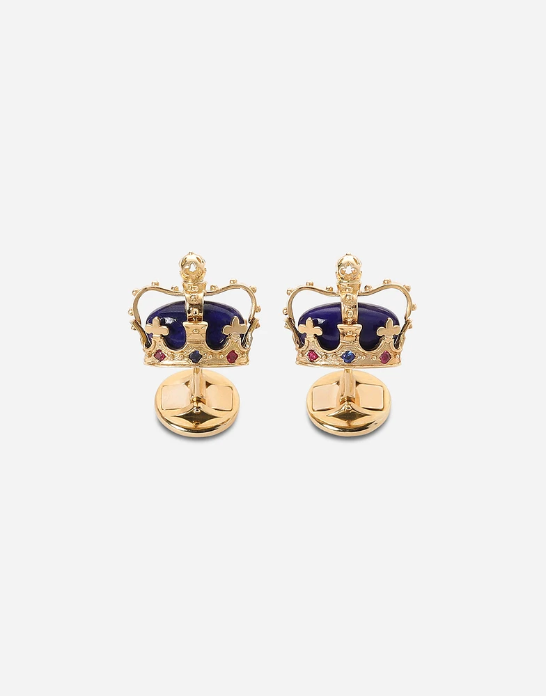 Royal Cufflinks 18-carat yellow gold, lapis lazuli, rubies, and blue sapphires