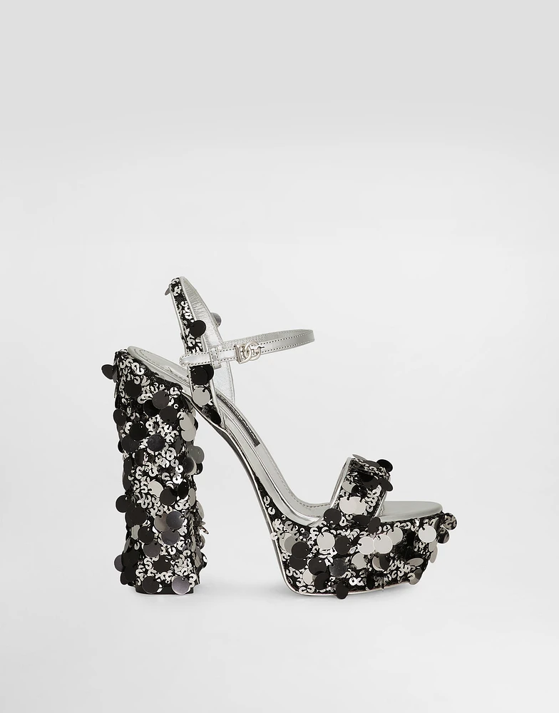 Sequined platform sandals