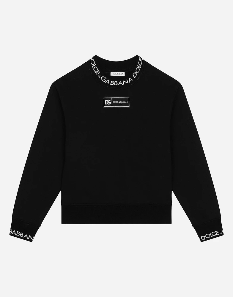 Jersey sweatshirt with logo label