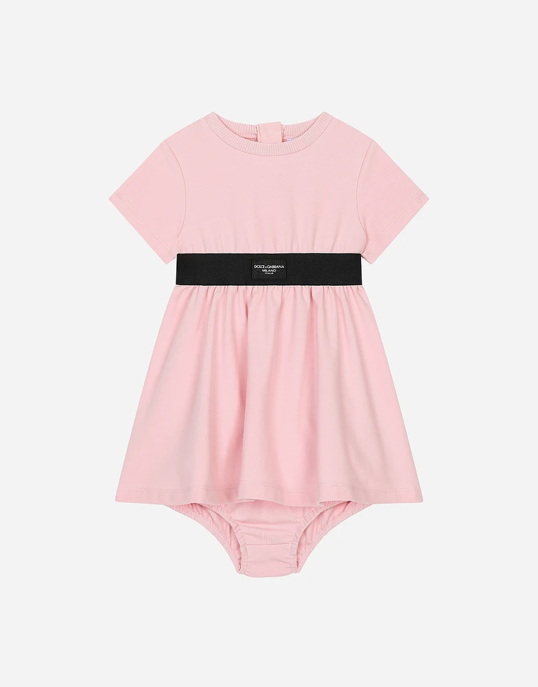 Interlock dress with branded elastic
