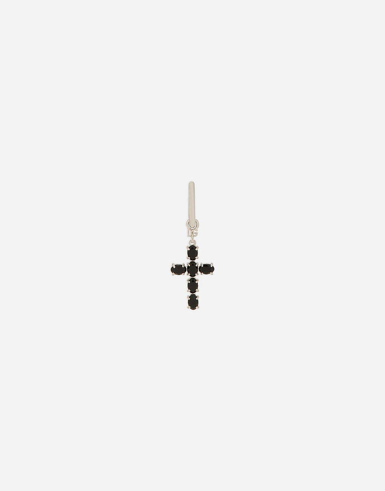 single cross earring with “DNA” rhinestones