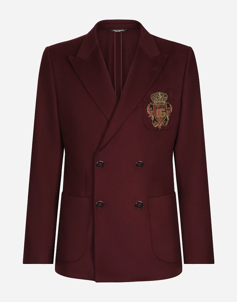 Double-breasted wool and cashmere jacket with DG patch