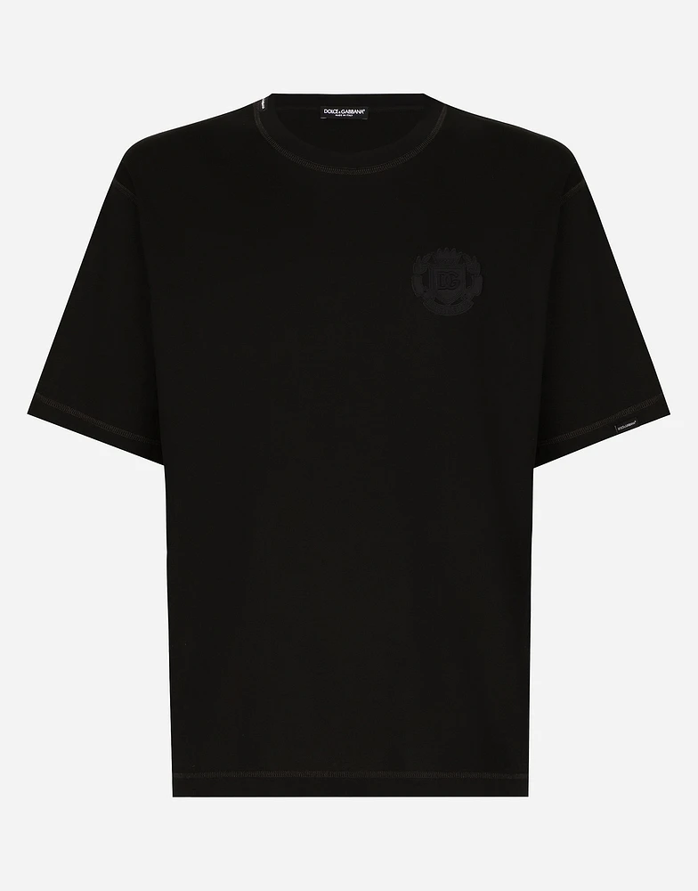 Cotton T-shirt with logo embroidery