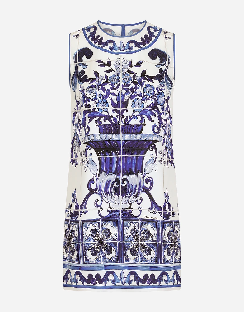 Majolica-print charmeuse top