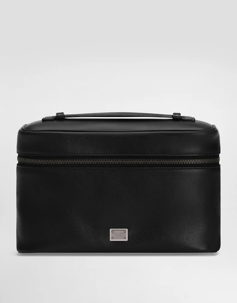 Calfskin nappa leather toiletry bag