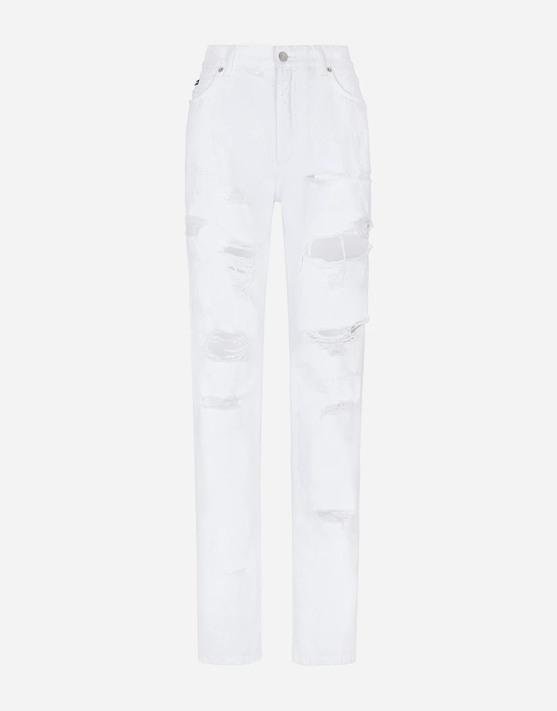 Boyfriend jeans with rips