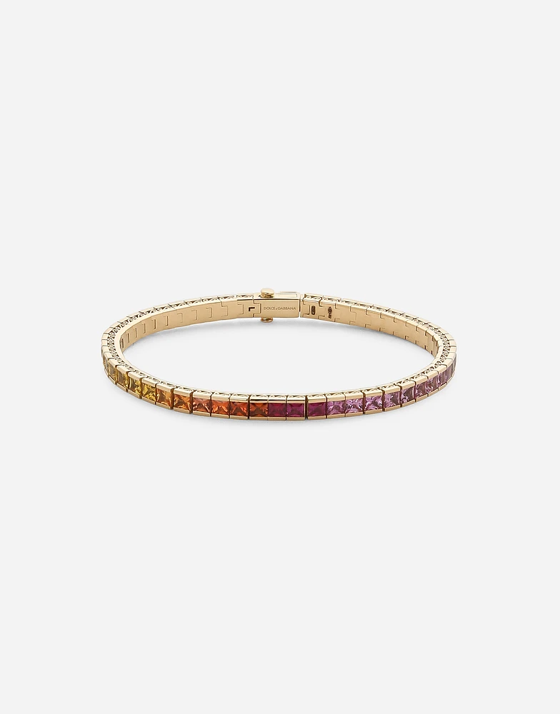 Rainbow Bracelet 18 carat yellow gold and multicolored sapphires