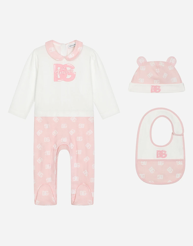 3-piece jersey gift set with all-over logo print