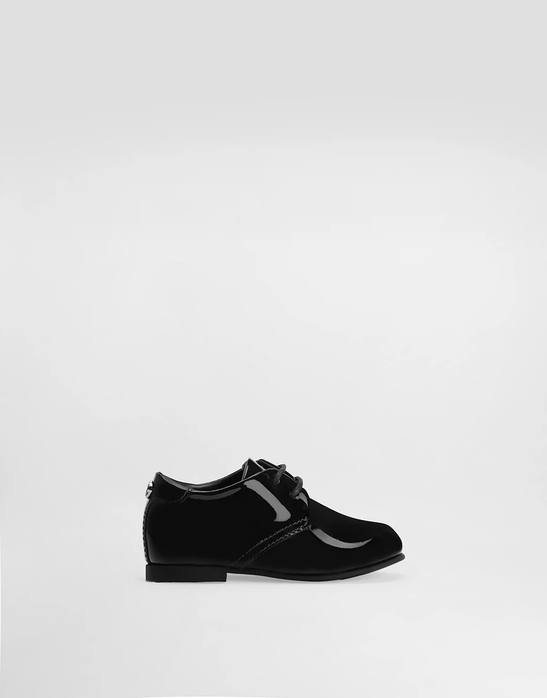 Lace-up shoes patent leather and grosgrain