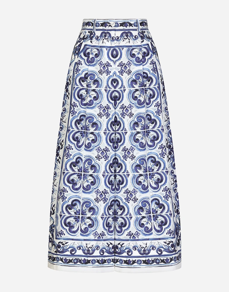 Majolica-print poplin culottes