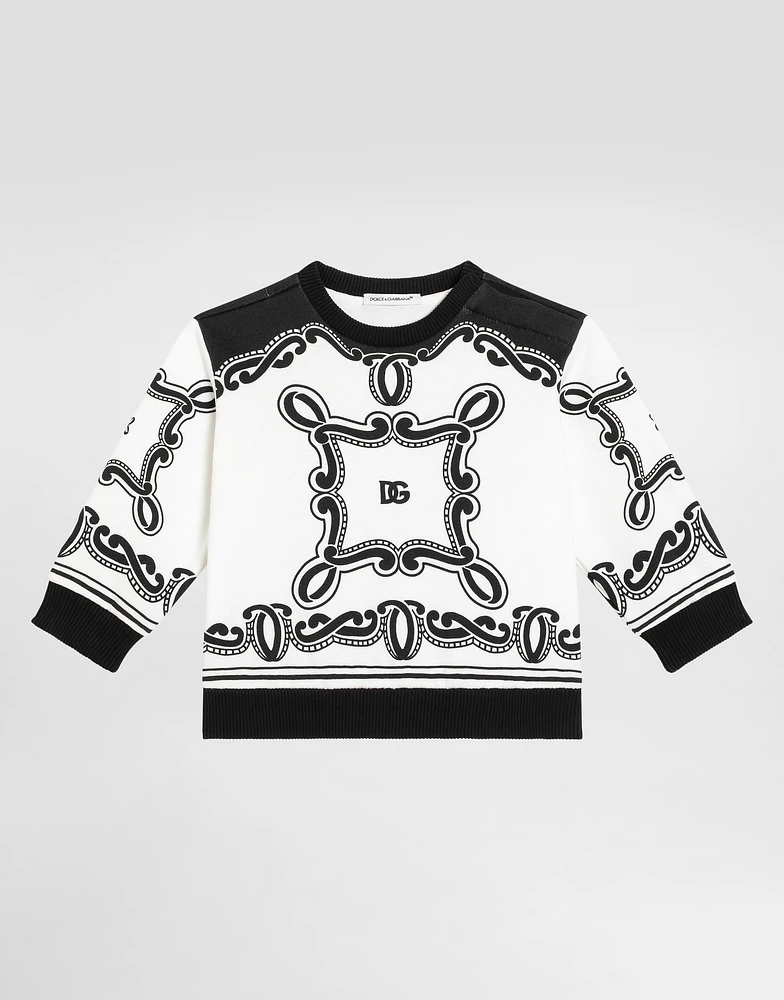 Round-neck sweatshirt with bandanna print