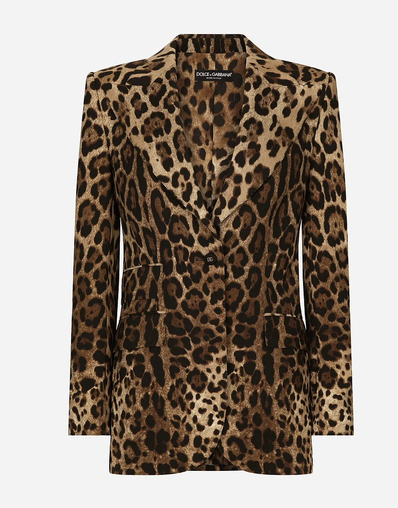 Leopard-print wool Turlington jacket