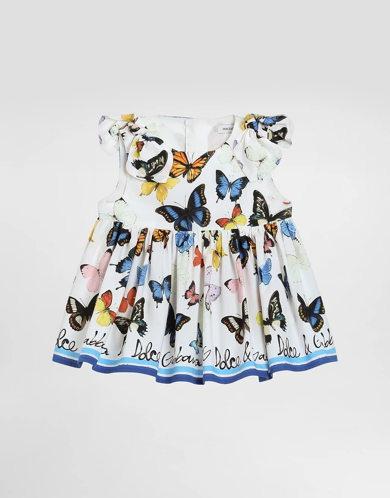 Poplin top with butterfly print