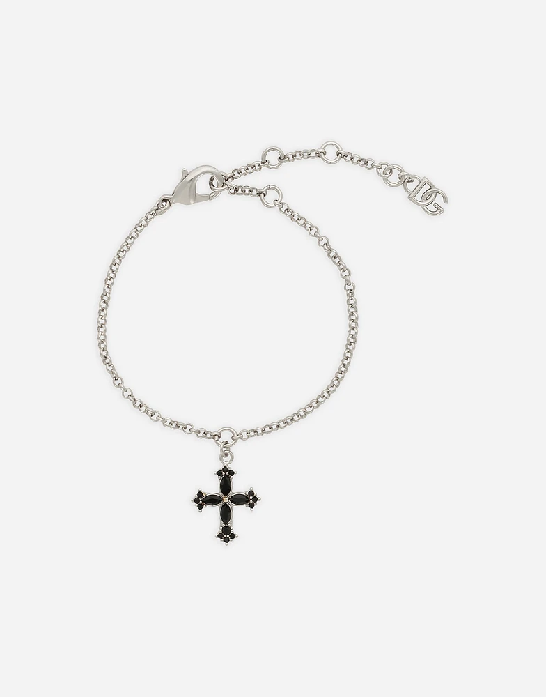 Fine link bracelet with cross charm