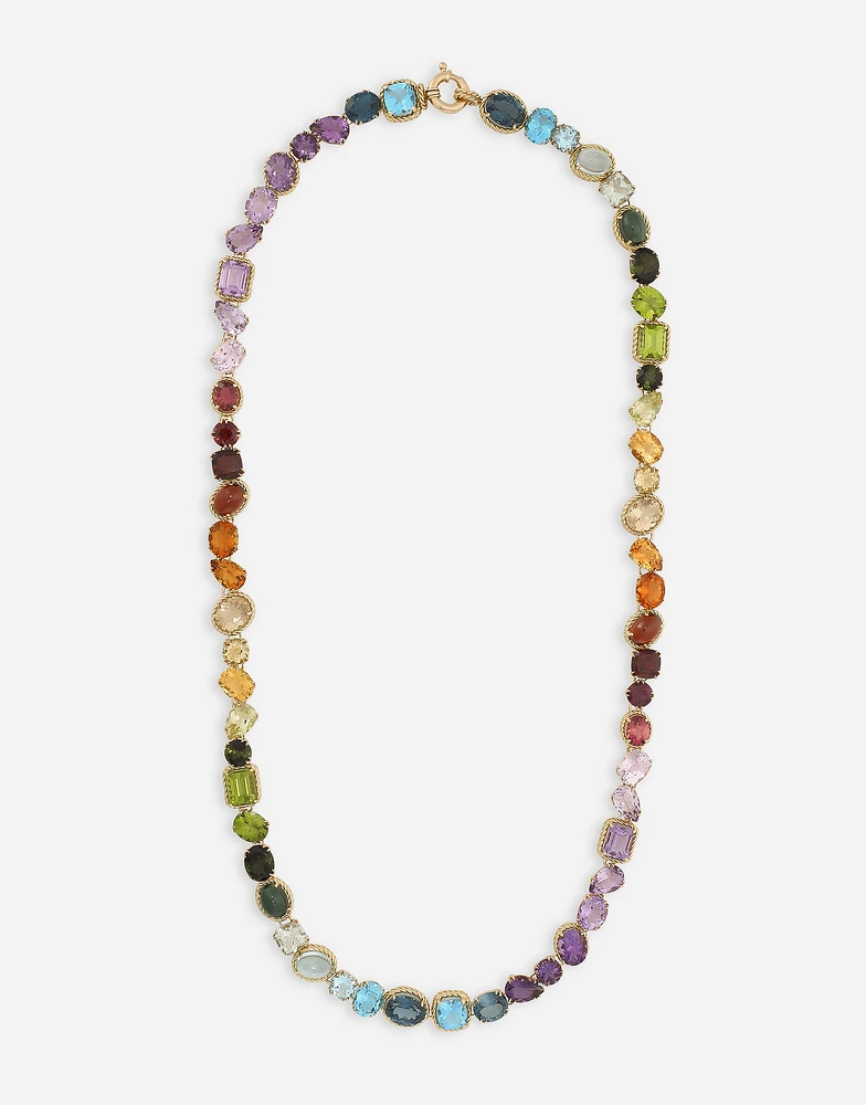 Rainbow Sautoir 18-carat yellow gold and multicolored gems