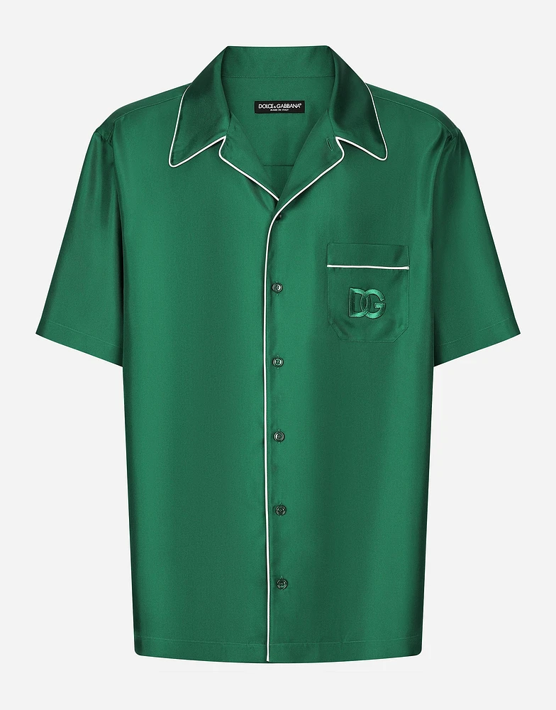Silk twill shirt with DG embroidery