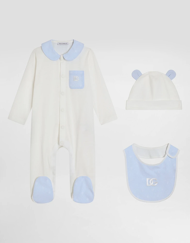 3-piece jersey and jacquard gift set with DG logo polka dots